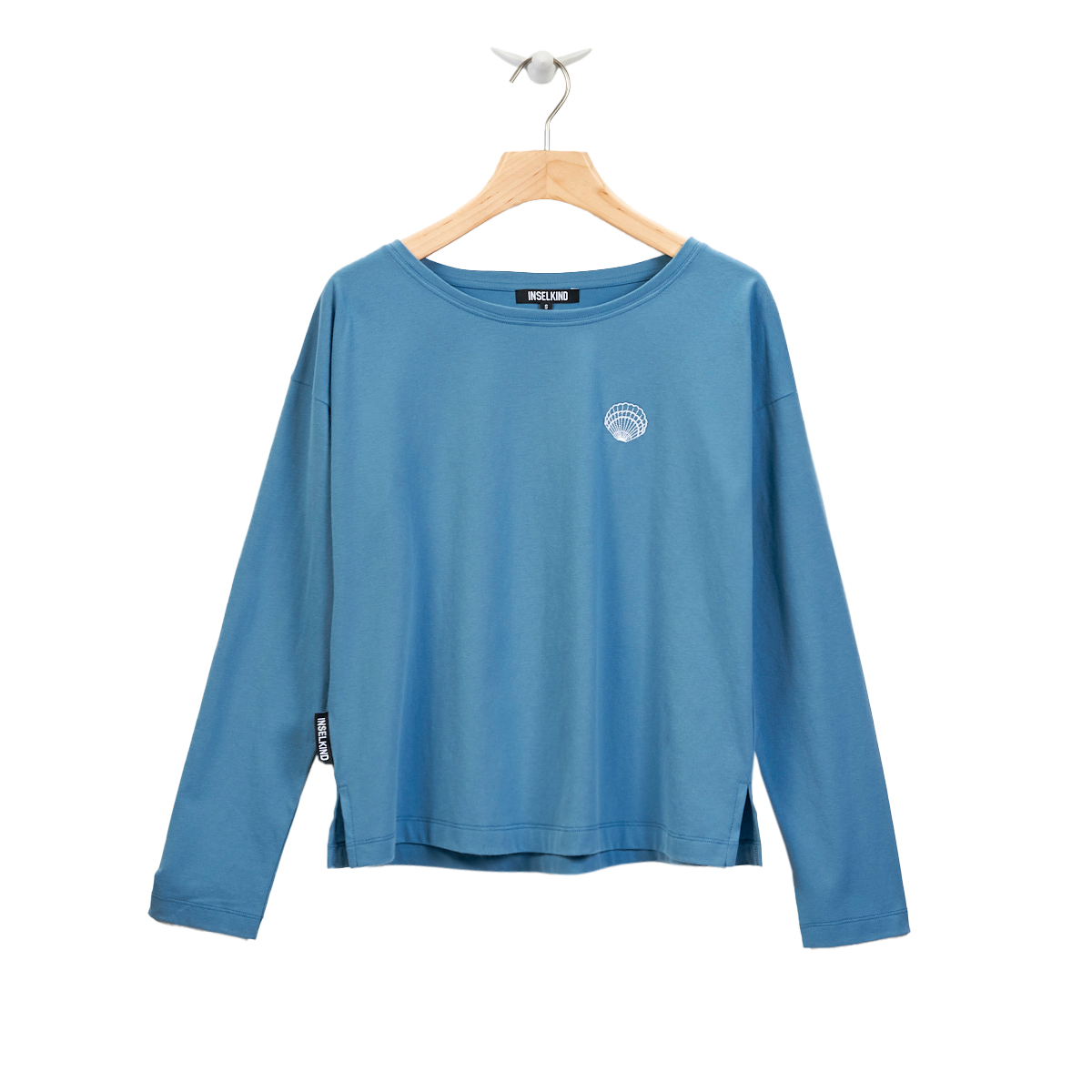Boxy Longsleeve Muschel  / deep ocean blue