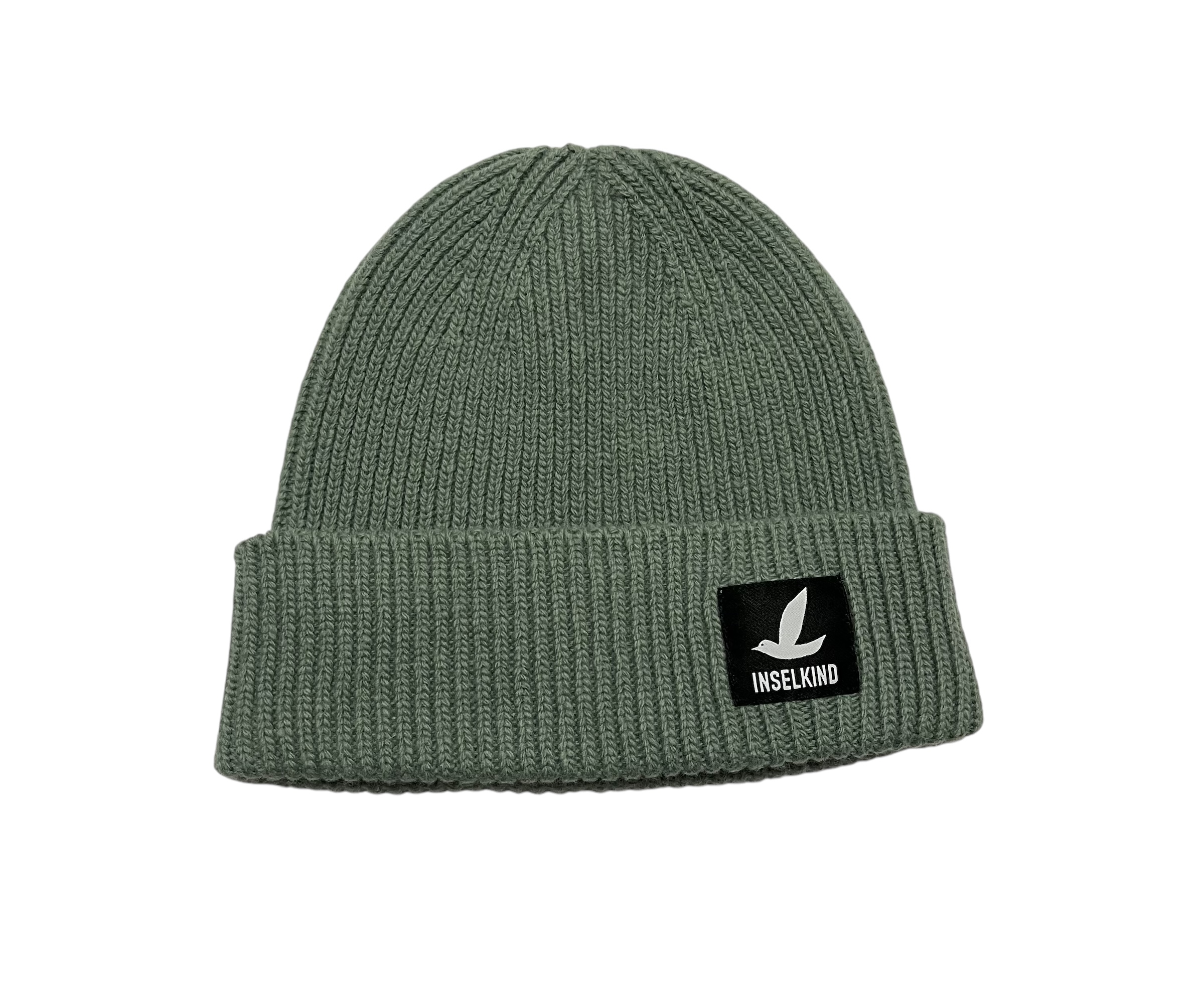 Inselkind Unisex Beanie aus Wolle Logo / Green