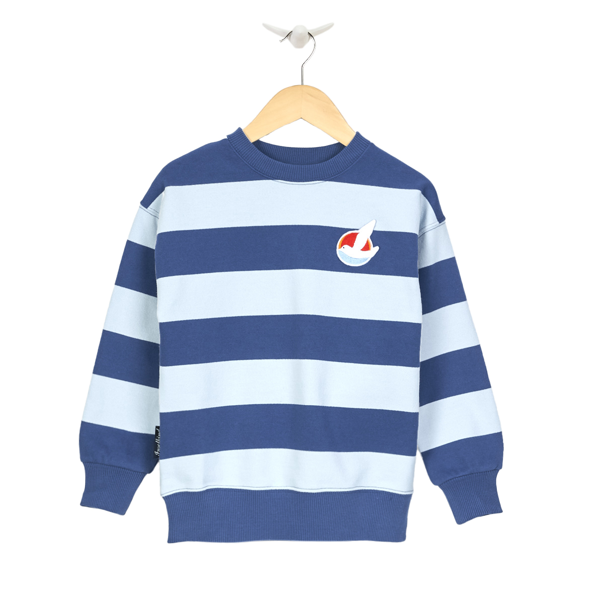 Crewneck Sweatshirt Logobadge / sail & blue stripes