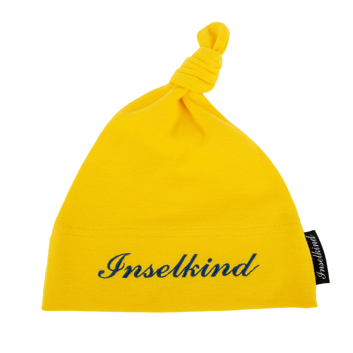 Inselkind-Babymuetze-Schriftzug-gelb